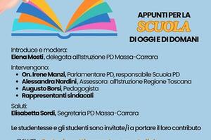 Parole sporgenti,  appunti per la scuola di oggi e di domani:  incontro organizzato dal Pd  per riflettere sul futuro della scuola