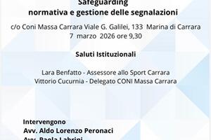 Scuola dello Sport Coni Toscana : "Safeguarding: normativa e gestione delle segnalazioni": seminario al  Coni Point Massa Carrara il 7 marzo