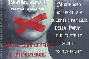 Presidio permanente per la Palestina Massa: "Per una scuola libera e senza censura",  venerdì 19 dicembre, in Piazza Palma