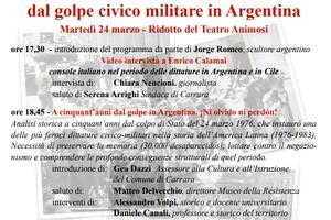 ‘Né oblio né perdono’ Carrara ricorda i 50 anni dal golpe civico militare in Argentina
