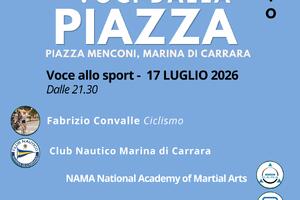 Torna "Voci dalla Piazza": a Marina di Carrara una serata dedicata allo sport, ai suoi valori e ai protagonisti del territorio