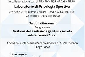 Laboratorio di Psicologia sportiva: una giornata incontro con gli esperti al CONI di Marina di Carrara il 22 ottobre