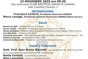 Progetto ANSMeS &quot;Sport: stili di vita e salute&quot;: conferenza al Club Nautico di Marina di Carrara il 22 novembre
