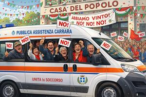 Pulmini della Pubblica Assistenza di Carrara usati per portare sostenitori del No al referendum alla festa per la vittoria alla Casa del Popolo: la denuncia dei consiglieri Caffaz e Bernardi