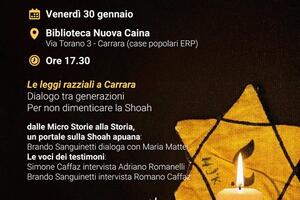 "Carrara, la shoah dimenticata": incontro con i rappresentanti delle storiche famiglie ebraiche di Carrara il 30 gennaio alla bibloteca di quartiere a Caina
