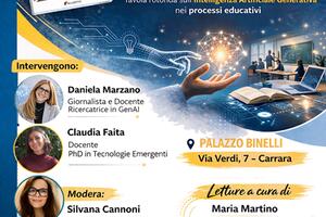 A Palazzo Binelli la tavola rotonda “La Scuola e l’Algoritmo” A Carrara un incontro pubblico sull’Intelligenza Artificiale Generativa nei processi educativi