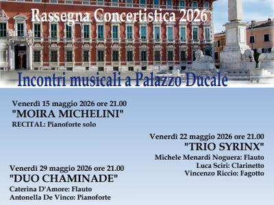 "Musica a Palazzo": torna la rassegna di concerti di musica classica a Palazzo Ducale di Massa
