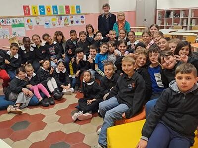 Lo storico Evandro Dell'amico visita la Gentili per la proiezione del cortometraggio "L'elmetto di Friz"