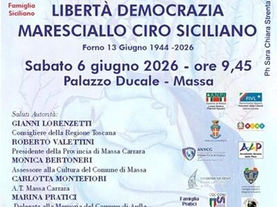 "Premio Pace giustizia Libertà democrazia - Maresciallo Ciro Siciliano- Forno 12 giugno1944": sabato 6 giugno la cerimonia di premiazione