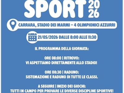 Giocosport Coni 2026: il 21 maggio allo Stadio dei Marmi Quattro olimpionici di Carrara
