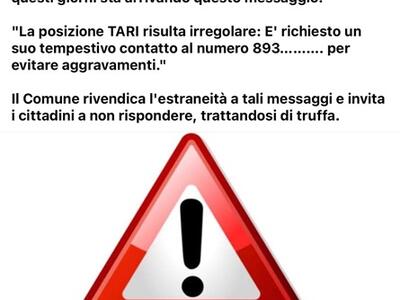 Il Comune di Fivizzano mette in guardia i cittadini su un falso avviso TARI