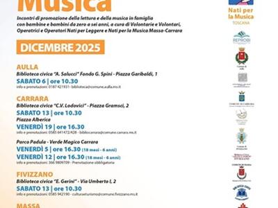 Sabato 20 dicembre appuntamento con le letture di Nati per Leggere in biblioteca a Massa