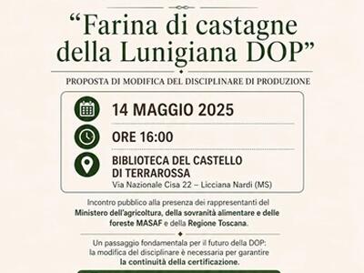 "Farina di castagne della Lunigiana DOP": incontro per l'accertamento il 14 maggio a Terrarossa