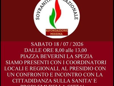 Rifondazione Missina: a La Spezia incontro tra i coordinatori e i cittadini su sanità e problemi della città il 18 luglio