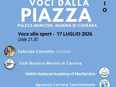 Torna "Voci dalla Piazza": a Marina di Carrara una serata dedicata allo sport, ai suoi valori e ai protagonisti del territorio