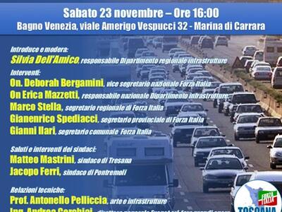 La politica in mezzo alla gente di Forza Italia Toscana: si parla di infrastrutture al Bagno Venezia di Marina di Carrara il 23 novembre