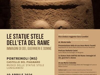 "Le statue Stele dell'età del Rame- Immagini di dei, guerrieri e donne": nuovo appuntamento con l'archeologia a Pontremoli il 10 aprile