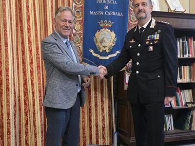 Il presidente della Provincia Roberto Valettini incontra il nuovo comandante dei Carabinieri di Massa e Carrara colonnello Andrea Fabi