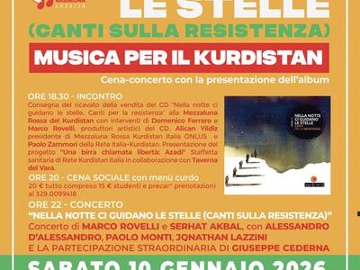 Musica per il Kurdistan a Fosdinovo il 10 gennaio una giornata di riflessione, musica e convivialità sulla causa del popolo curdo per Archivi della Resistenza