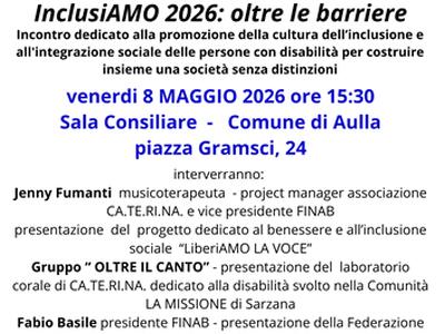 “InclusiAMO 2026: oltre le barriere”: ad Aulla un incontro per una società senza distinzioni
