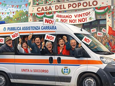 Pulmini della Pubblica Assistenza di Carrara usati per portare  sostenitori del No al referendum alla festa per la vittoria alla Casa del Popolo: la denuncia dei consiglieri Caffaz e Bernardi