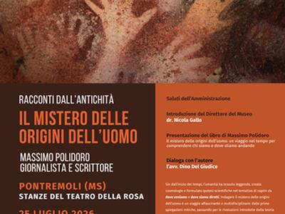 "Il mistero delle origini dell'uomo" di Massimo Polidoro: presentazione del libro al teatro della Rosa di Pontremoli il 25 luglio