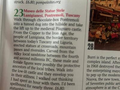 Pontremoli sulla stampa internazionale: il Museo delle Statue Stele tra i luoghi imperdibili d'Italia secondo il Times