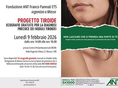 “Progetto Tiroide Gratuito” della Fondazione ANT Franco Pannuti ETS
