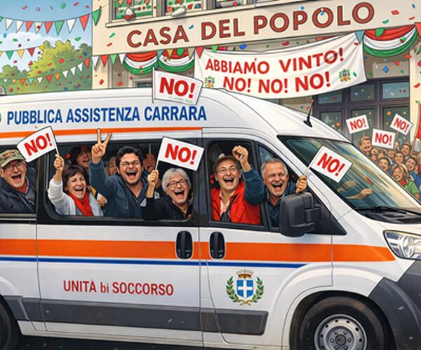 Pulmini della Pubblica Assistenza di Carrara usati per portare  sostenitori del No al referendum alla festa per la vittoria alla Casa del Popolo: la denuncia dei consiglieri Caffaz e Bernardi